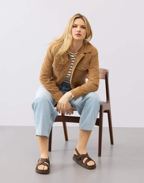 Bolongaro trevor real suede ayla trucker jacket in tobacco brown - view 1
