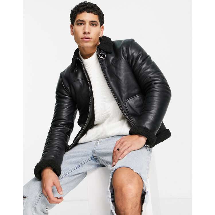 Bardell leather aviator jacket online