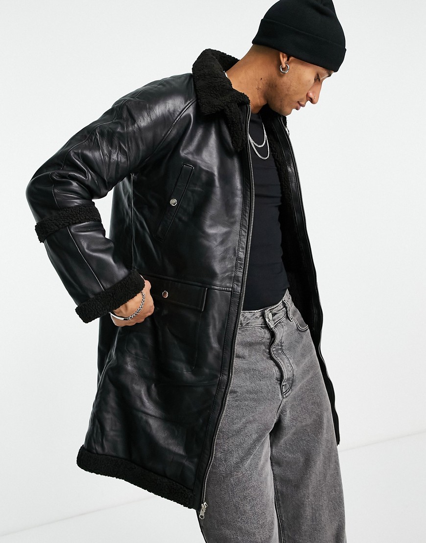 Bolongaro Trevor Reversible Leather & Shearling Parka Jacket-black