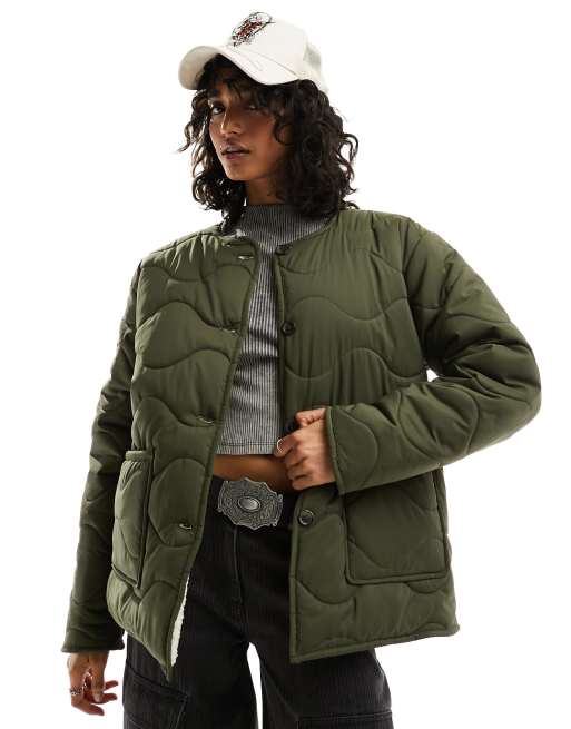 Bolongaro Trevor reversible quilted liner jacket in khaki green | ASOS