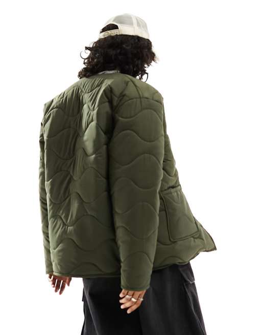 Bolongaro Trevor reversible quilted liner jacket in khaki green