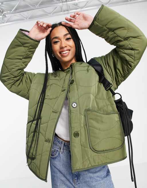 Bolongaro Trevor reversible quilted liner jacket in khaki | ASOS