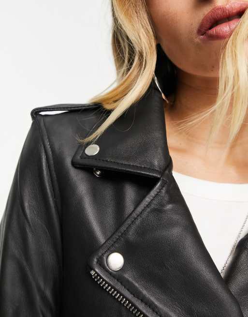 Bolongaro trevor black leather biker jacket sale