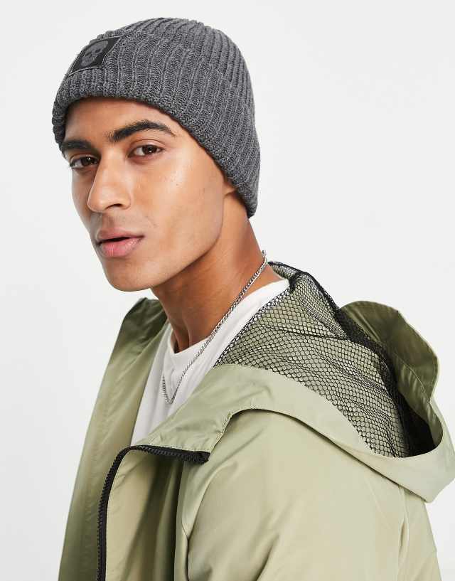 Bolongaro Trevor ribbed beanie in gray