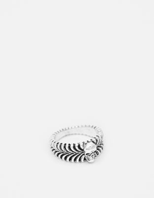 Bolongaro Trevor ridged skull ring in silver