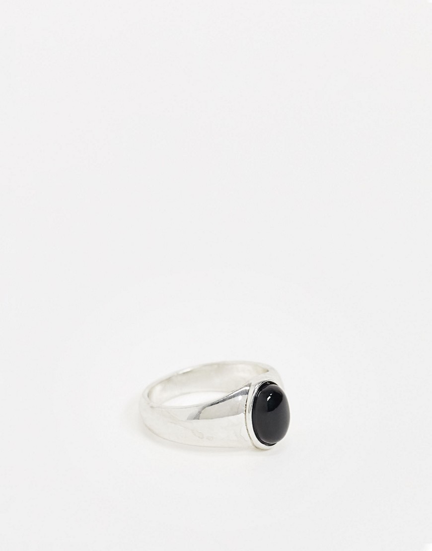 Bolongaro Trevor – Ring med svart sten-Silver