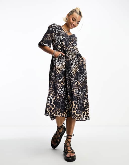 Bolongaro Trevor - Robe babydoll oversize mi-longue - Léopard | ASOS
