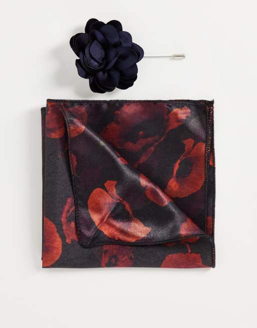 Bolongaro Trevor - Set con fazzoletto da taschino a fiori e fiore per rever