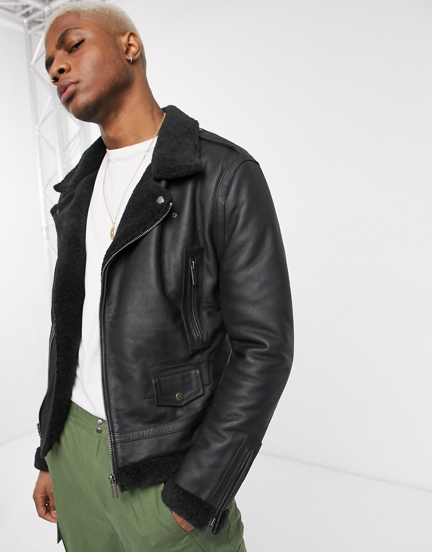 Bolongaro Trevor shearling leather jacket-Black