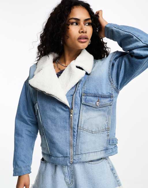 Asos denim jacket with fur hotsell