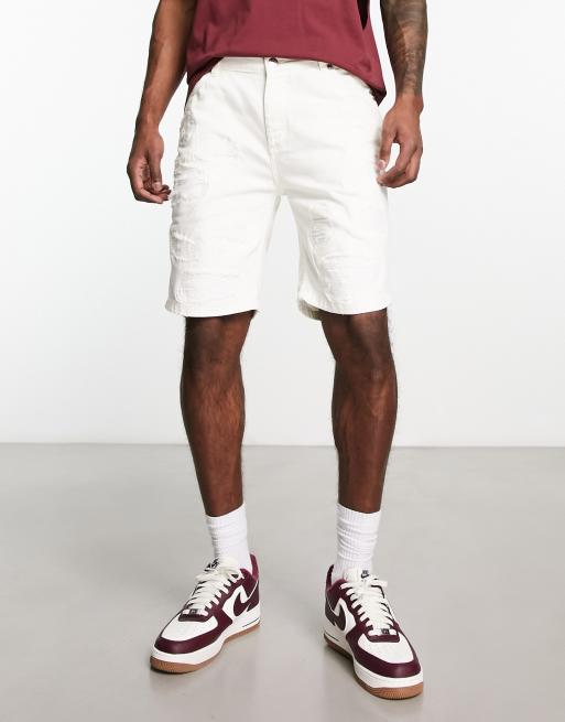 Bolongaro Trevor - Short en jean effet usé - Blanc