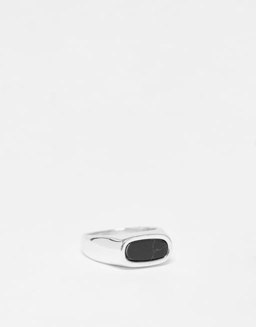 Bolongaro Trevor – Silverfärgad ring med svart detalj