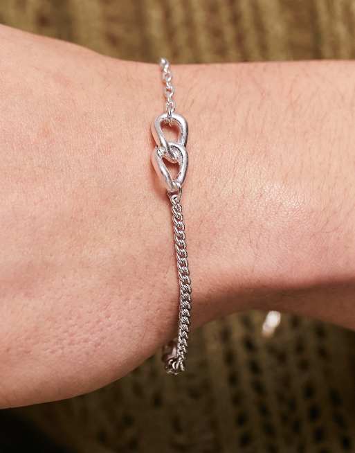 Bolongaro Trevor – Silverfärgat kedjearmband i dubbel design