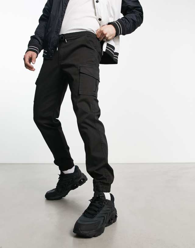 Bolongaro Trevor skinny fit cargo cuffed pants in black