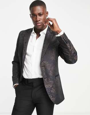 BOLONGARO TREVOR SKINNY FIT FLORAL BLAZER-MULTI 