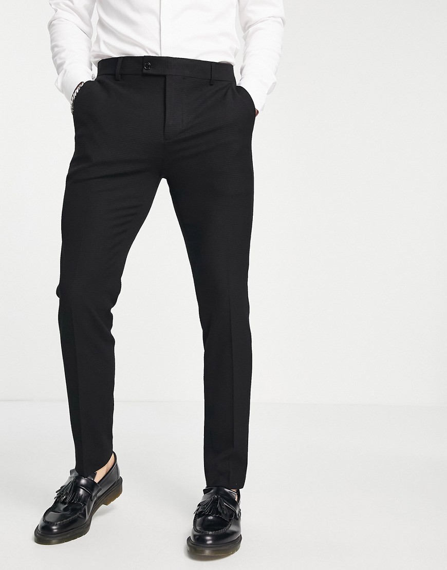 Bolongaro Trevor skinny fit seersucker cropped suit trousers-Black