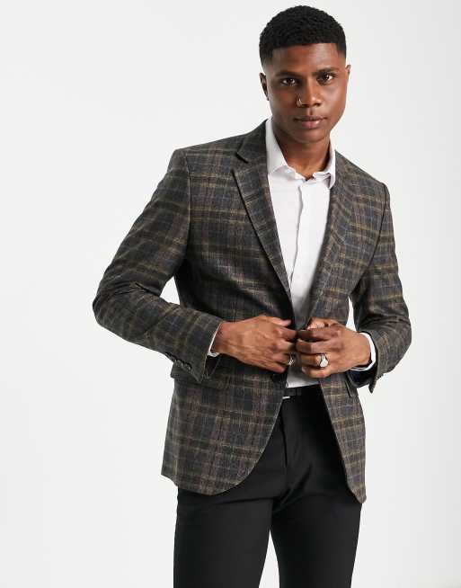 Bolongaro Trevor - Skinny geruit colbert in marineblauw