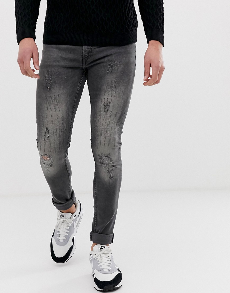 Bolongaro Trevor – Skinny jeans med revor-Grå