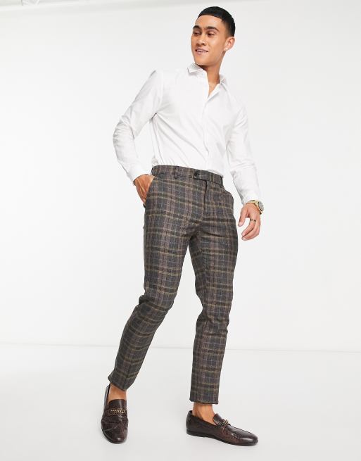 Bolongaro Trevor skinny suit trouser in grey check | ASOS