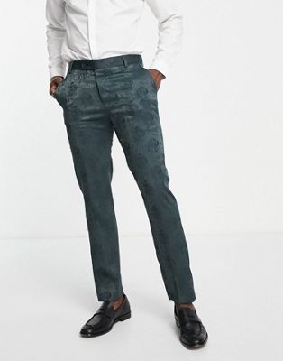 Bolongaro Trevor skinny suit trousers in khaki jacquard - ASOS Price Checker