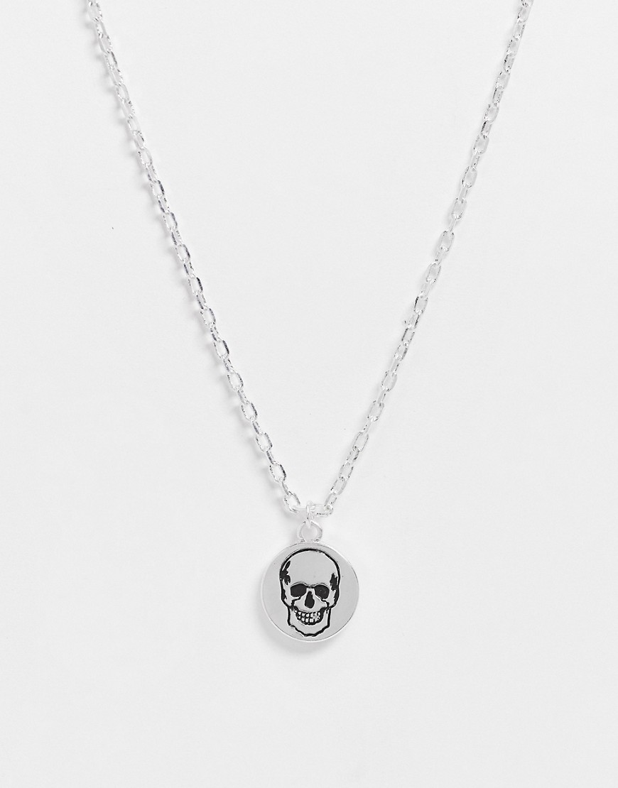 Bolongaro Trevor skull etch medalion necklace-Silver