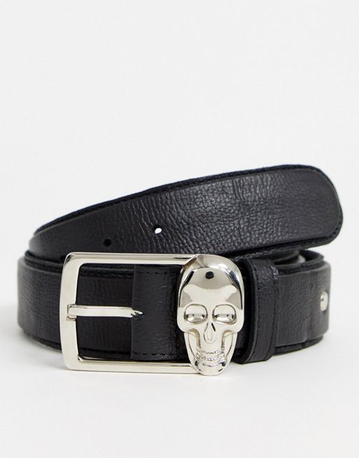 Bolongaro Trevor skull leather belt | ASOS
