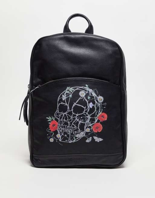 Bolongaro Trevor skull print backpack in black | ASOS