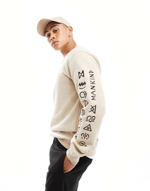 Bolongaro Trevor sleeve print sweatshirt in stone