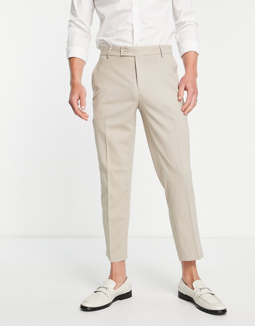 Bolongaro Trevor slim crop suit pants in gray pinstripe