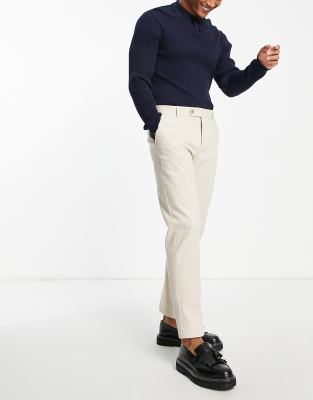 Bolongaro Trevor slim cropped suit trousers in stone - ASOS Price Checker
