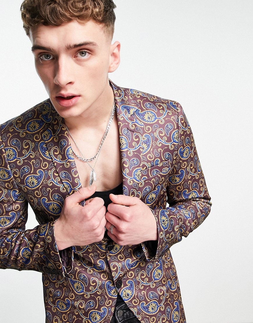 Bolongaro Trevor - Slim fit-blazer med paisley-print-Sort