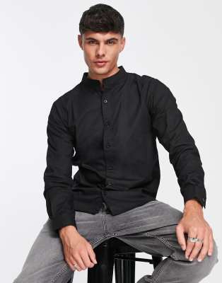 Bolongaro Trevor Bolongaro Trevor slim fit grandad shirt-Black