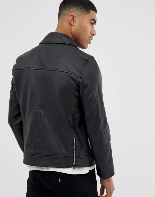 Bolongaro trevor slim fit leather jacket hot sale