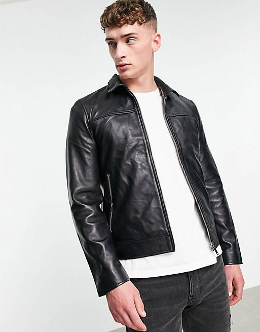 Bolongaro Trevor slim fit leather jacket