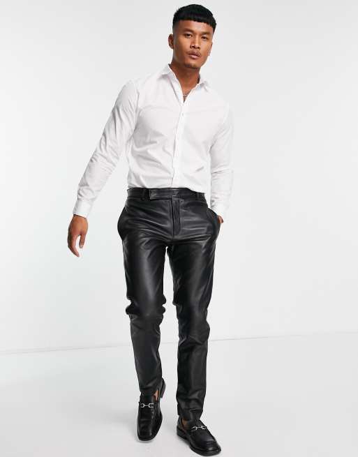 Leather on sale dress pants