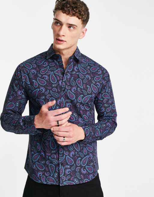 Slim fit deals paisley print shirt