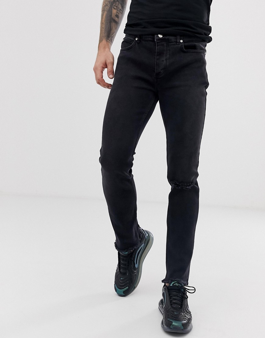 Bolongaro Trevor – Slitna skinny jeans med råskuren kant-Svart