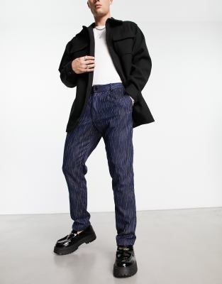 Bolongaro Trevor smart trouser in navy pinstripe - ASOS Price Checker