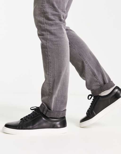 Bolongaro Trevor - Sneakers stringate in pelle nera stile minimal