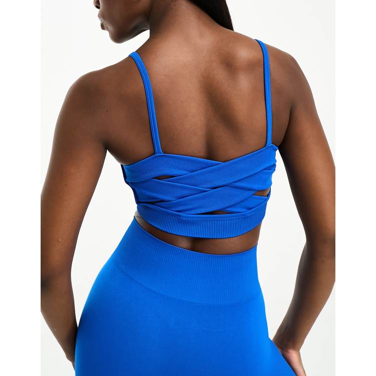 Bolongaro Trevor Sport back detail seamless sports bra in cobalt