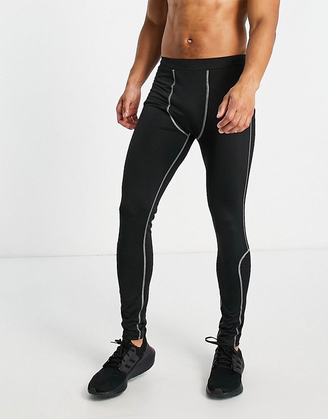 Bolongaro Trevor Sport black running tights with contrast stitching