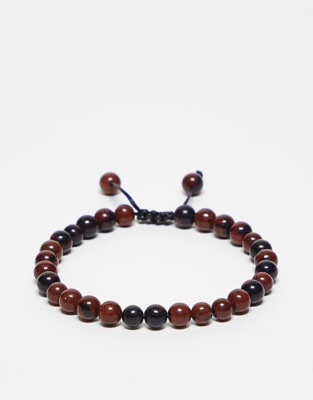 Bolongaro Trevor stone beaded bracelet in red and brown