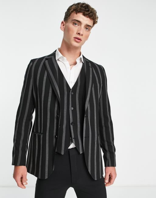 Bolongaro Trevor - Stribet skinny fit-habitjakke i crepe 