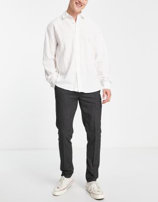 stripe seersucker skinny fit suit pant-Grey