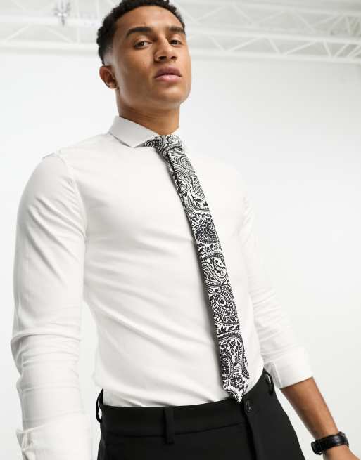 Bolongaro Trevor - Stropdas met paisley print in zwart met wit 