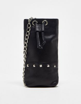 Bolongaro Trevor studded leather coin pouch in black