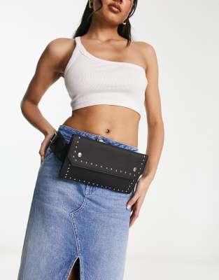 Bolongaro Trevor studded leather fanny pack in black