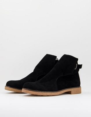 Bolongaro Trevor suede ankle boot with buckle in black - ASOS Price Checker