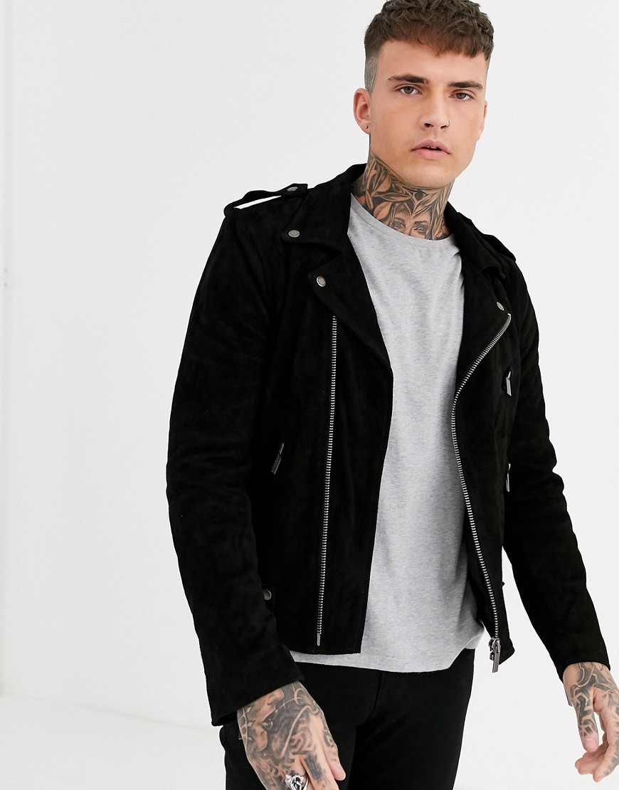 Bolongaro Trevor suede biker leather jacket-Black