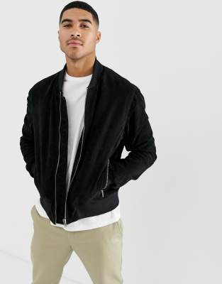 Bolongaro Trevor suede bomber jacket-Black